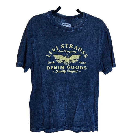 Levi Strauss and Company Graphic T-Shirt Men's S M L XL Blue‎ Denim Goods Eagle - Picture 2 of 4